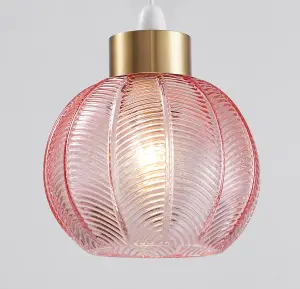 Pink Glass Easy Fit Pendant Shade, 21cm Diameter