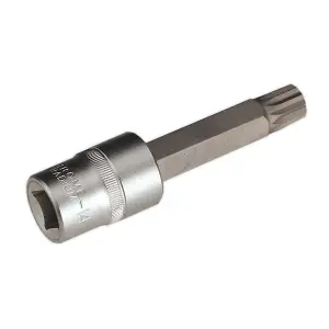 Sealey M14 x 100mm 1/2" Square Drive Satin Finish Spline Socket Bit AK5531