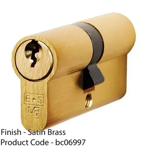 70mm EURO Double Cylinder Lock - 5 Pin Satin Brass Fire Rated Door Key Barrel