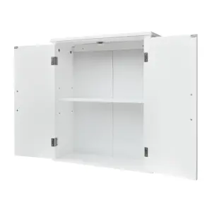 Teamson Home Wall Mounted Bathroom Cabinet with 2 Doors and Adjustable Shelves, Bathroom Storage, White