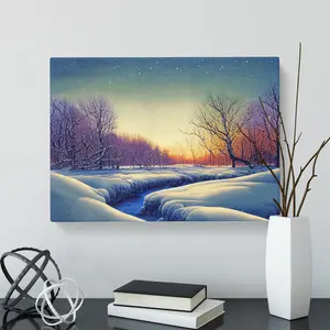 A Winter Forest Stream - Wrapped Canvas Print 40cm H x 60cm W x 3cm D