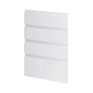 GoodHome Garcinia Integrated handle Gloss light grey 4 drawer front, Pack of 1 (H)715mm (W)497mm (T)19mm