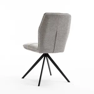 Luna Modern Fabric Dining Chair Padded Seat Metal Leg Kitchen 2 Pcs (Grey)