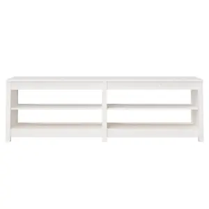 Berkfield Shoe Bench White 160x36.5x50 cm Solid Wood Pine