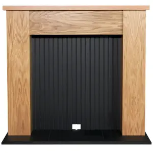 Adam New England Stove Fireplace in Oak & Black, 48 Inch