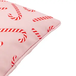 Gallery™ Pink Candy Cane Indoor Christmas Cushion (L)45cm x (W)45cm