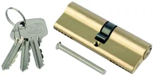 Smith & Locke Brass Single Euro Cylinder lock, (L)70mm (W)33mm