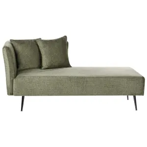 Left Hand Fabric Chaise Lounge Green RIOM