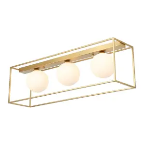 Luminosa Modern Flush Ceiling Light Golden 3 Light  with White Shade, G9