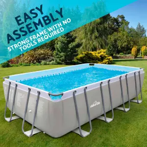 Dellonda Swimming Pool 18ft 549x305cm XXL Steel Frame Above Ground & Filter Pump