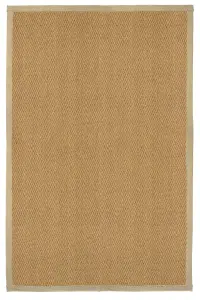 Brown Herringbone weave Large Rug, (L)200cm x (W)135cm