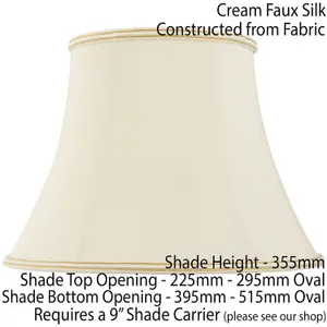 20" Bowed Oval Handmade Lamp Shade Cream Fabric Classic Table Light Bulb Cover