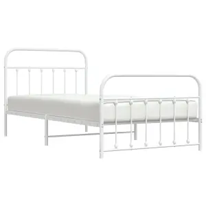 Berkfield Metal Bed Frame with Headboard and Footboard White 107x203 cm