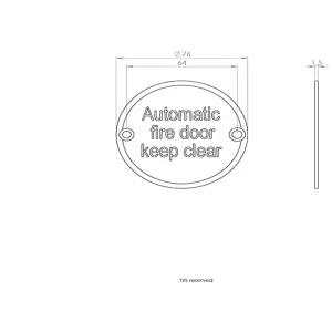 Automatic Fire Door Keep Clear Plaque 76mm Diameter Satin Stainless Steel