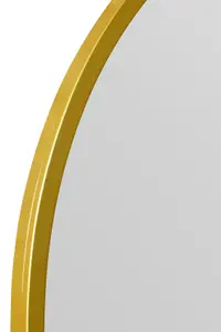 MirrorOutlet Arcus - Gold Metal Framed Arched Wall Mirror 49" X 35" (125CM X 90CM)