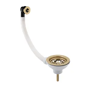 Fireclay Kitchen Bundle - Single Bowl Butler Sink with Tap Ledge, Waste & Bridge Tap, 795mm - Brushed Brass - Balterley