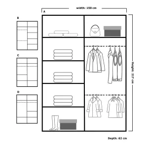 Sliding Wardrobes 4U Buckingham Mirror Sliding Door Wardrobe W1500mm x H2170mm