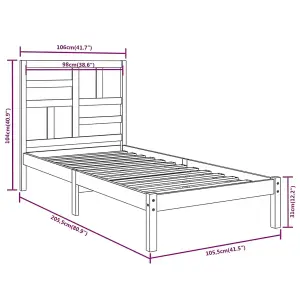 Berkfield Bed Frame Black Solid Wood 100x200 cm