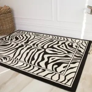 Black White Zebra Print Living Room Rug 190x280cm