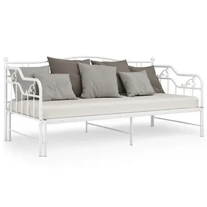 Berkfield Pull-out Sofa Bed Frame White Metal 90x200 cm