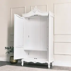 Melody Maison Antique White Mirrored Wardrobe - Pays Blanc Range