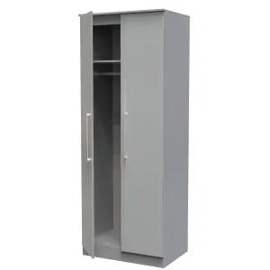 Chester 2 Door Wardrobe in Uniform Grey Gloss & Dusk Grey (Ready Assembled)