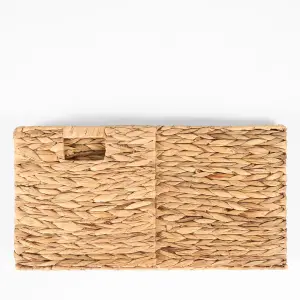 Natural 1 x Storage Cube Folding Rope Organiser Woven Wicker Hamper Strong Box