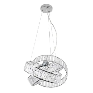 ValueLights Hudson 3 Way Chrome & Clear Acrylic Jewel Intertwined Rings Design Ceiling Light Pendant with LED Bulb