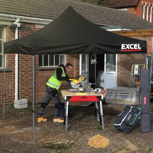 Excel Steel Gazebo 3m x 3m Black with Wheel Bag