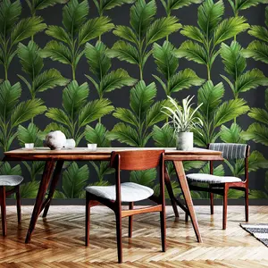 Kailani Leaf Wallpaper Charcoal / Green Belgravia 59115