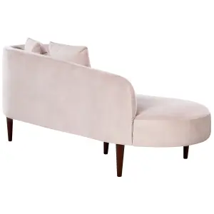 Right Hand Velvet Chaise Lounge Pink CHAUMONT