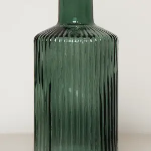 Melody Maison Dark Green Ribbed Glass Bottle Vase - 20cm