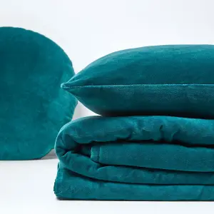 Homescapes Emerald Green Velvet Quilted Throw, 150 x 200 cm