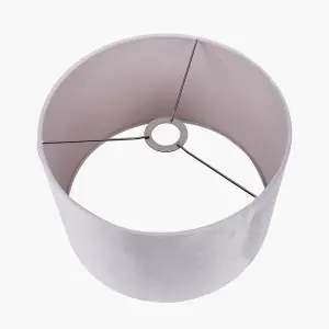 40cm Light Grey Velvet Cylinder Table Lampshade Elegant Drum Floor Lamp Shade