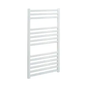 Bray Heated Towel Rail For Central Heating, Straight, White - W500 x H800 mm