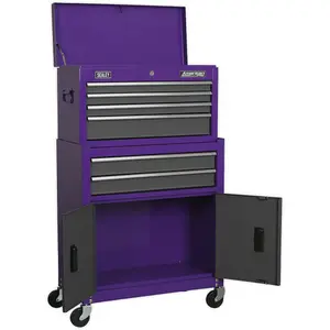 Purple 6 Drawer Tool Chest and Rollcab Combination Unit - 615 x 295 x 705mm