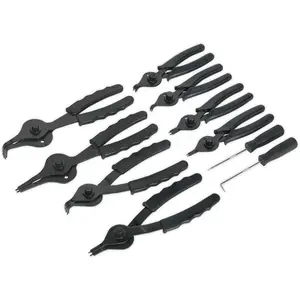 10 Piece Circlip Pliers Set with Vinyl Grips - Durable Heat Treated Steel Construction