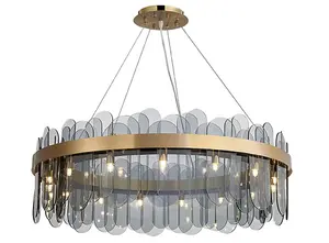 Nordic Smoky Gray Crystal Oval Chandelier Pendant Light Ceiling Light 60 cm