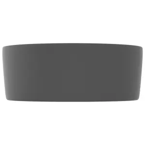 Luxury Wash Basin Round Matt Dark Grey 40x15 cm Ceramic