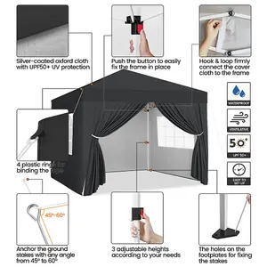 Yaheetech Pop Up Canopy Tent with 4 Sidewalls - Black