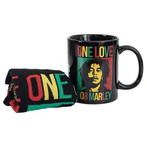 Bob Marley One Love Mug and Sock Set Black (7 UK-11 UK)