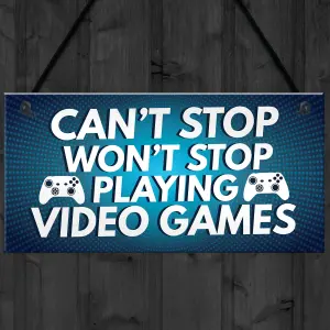 Gaming Sign Retro Hanging Plaque For Boys Bedroom Man Cave Sign Gift For Gamer