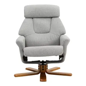 Swivel Grey Linen Lounge Recliner with Ottoman