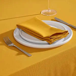 Homescapes Mustard Yellow Cotton Round Tablecloth 178 cm