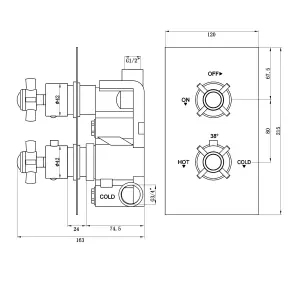 ENKI Edwardian English Gold Traditional Crosshead Single Outlet Brass Thermostatic Twin Shower Valve TSV056