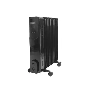 AMOS 11-Fin 2500W Smart Oil Filled Radiator Wi-Fi Smart App Enabled & Remote Control 3 Heat Settings Timer Digital Display, Black