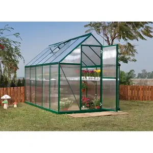 vidaXL Greenhouse Anthracite Aluminium 7.03 m² Green / 6 Ft W x 7 Ft D