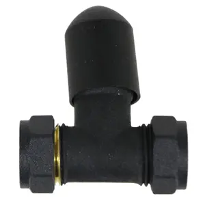 Tower Thermostatic Radiator Valve with Lockshield Straight Black 10-15mm Liquid Sensor