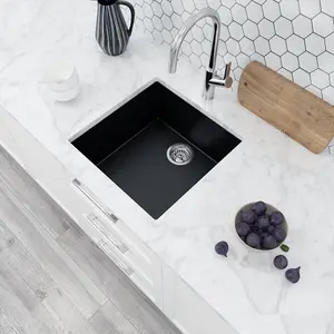 Astini Scuti 1.0 Medium Bowl Black SMC Synthetic Inset/Undermount Kitchen Sink