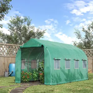 Outsunny 4 x 2 M Walk in Polytunnel Greenhouse Galvanised Steel w/ Zipped Door